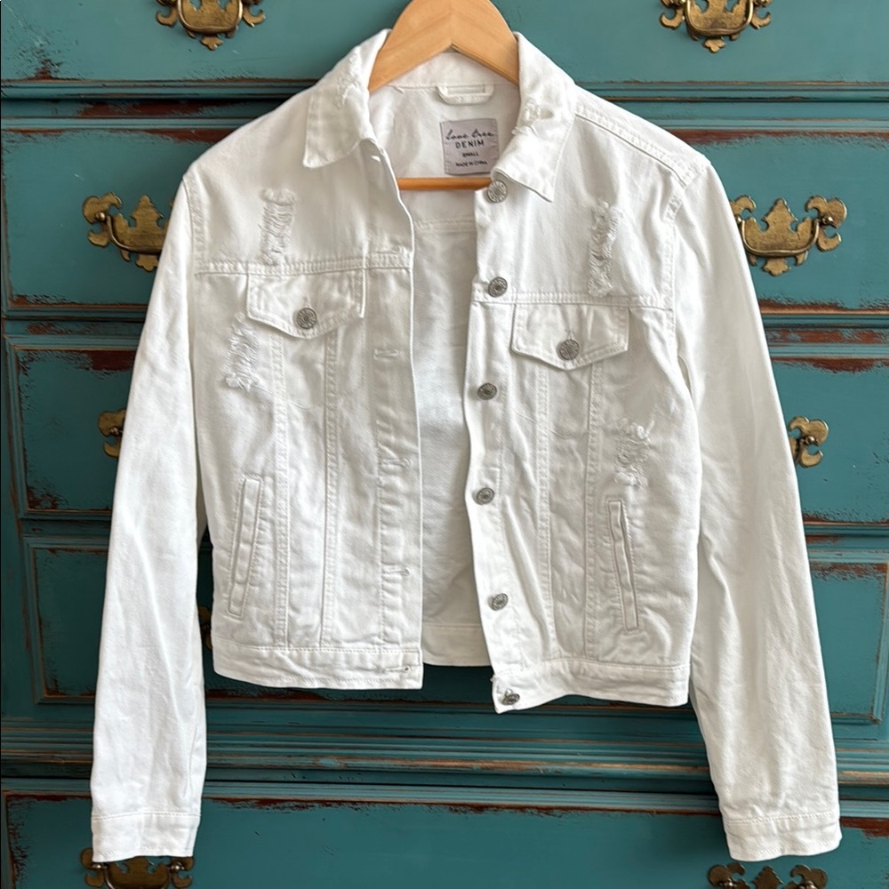 Love Tree White Denim Jean Jacket